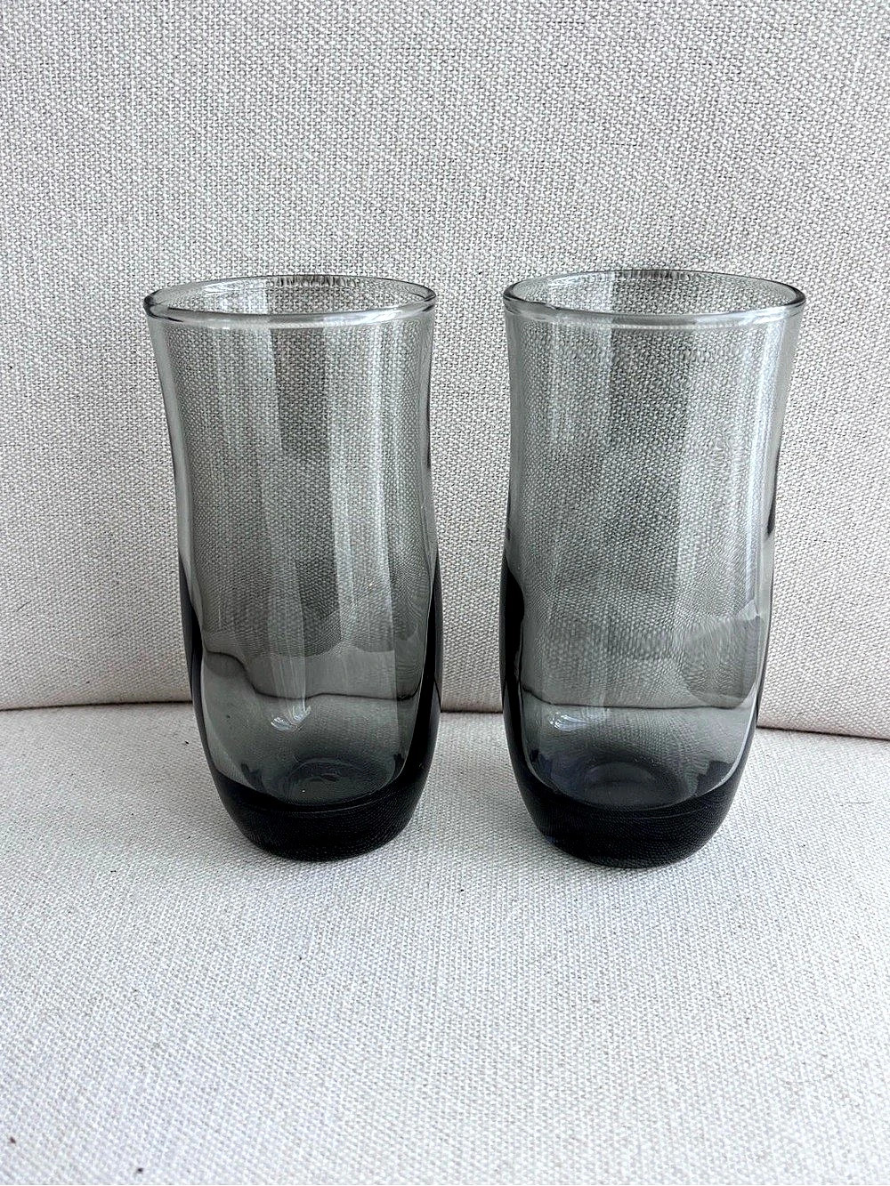 Vintage Libbey Apollo Smoke Gray Glasses - Set of 2 | MCM Hourglass Barware